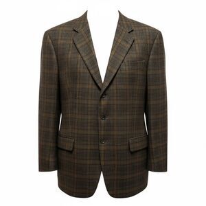 Vintage TALLIA Uomo Men's Dark Brown Checkered Blazer Union Made